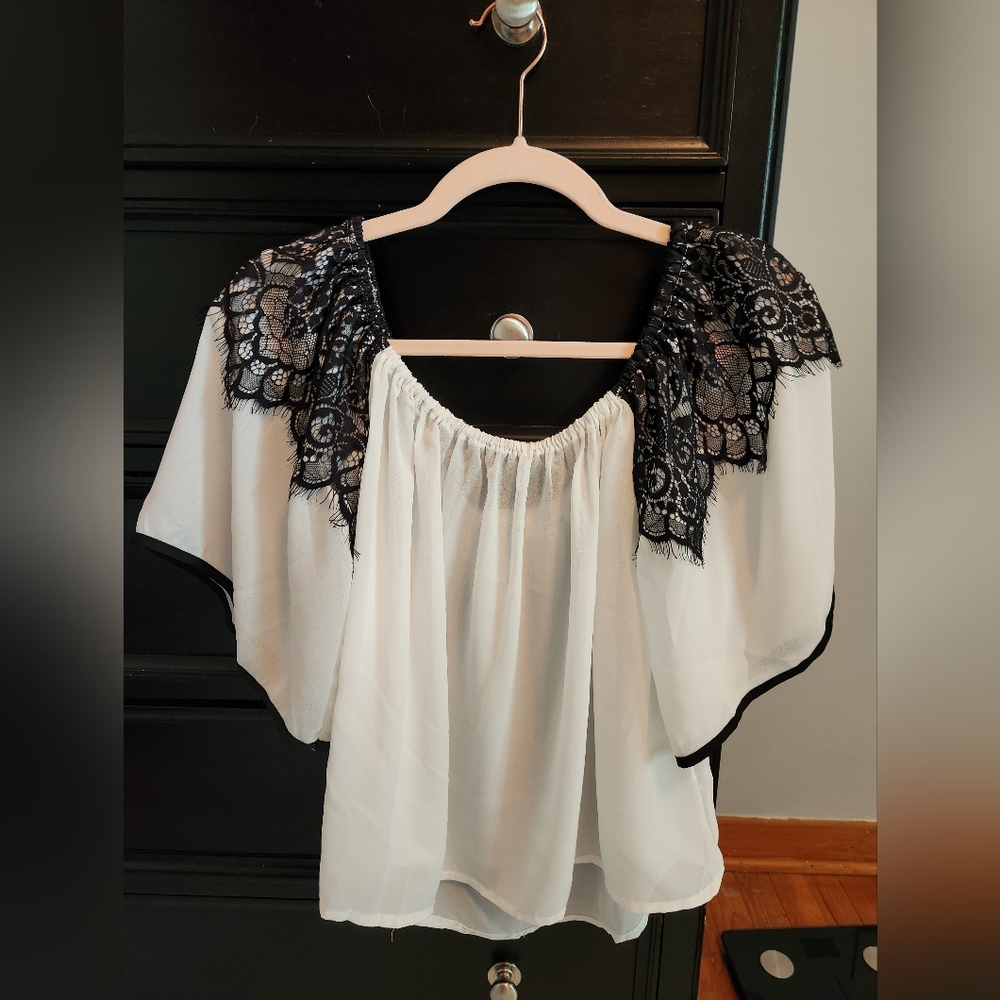 Black and white blouse
